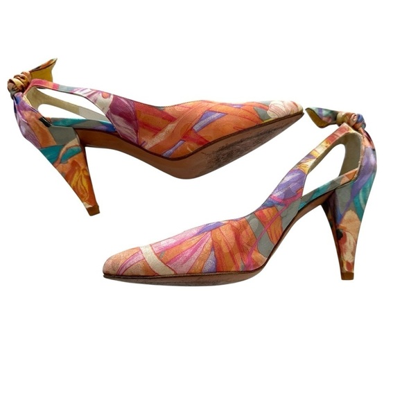 VTG STAURT WEITZMAN FOR MR SEYMOR PASTEL ABSTRACT COCKTAIL HEELS SIZE 7.5 - Picture 6 of 16